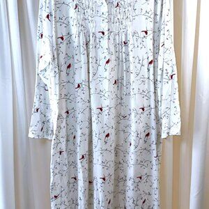 Women's White Orchard White Long Sleeve Nightgown w/Cardinals Size 3X